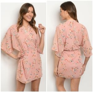 Light pink floral wrap dress medium